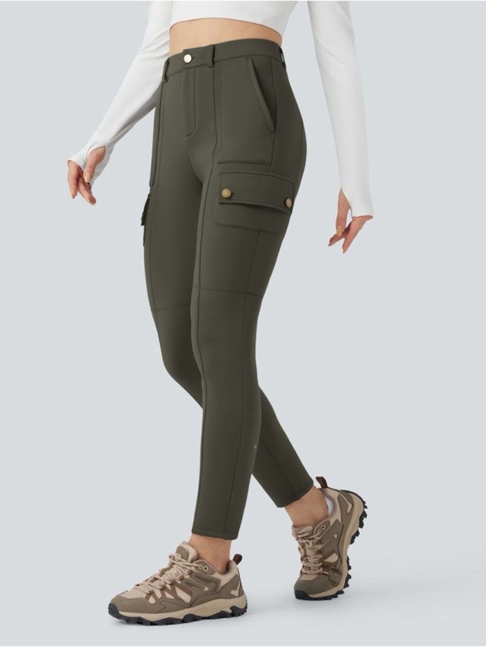 Halara High Waisted Hiking Cargo Pants Leggings Medium Green